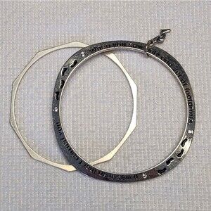 Silver Inspirational Bangle Set, Footprints In The Sand